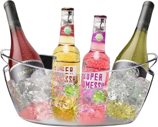 6 Liter Clear Acrylic Champagne Bucket with Handle, Ice Bucket for Parties Beverage Ice Tub, Wine Beer Drink Buckets for Mimosa Bar