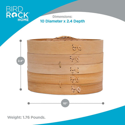 BirdRock Home Bamboo Steamer (Classic Bamboo, 8" Diameter)