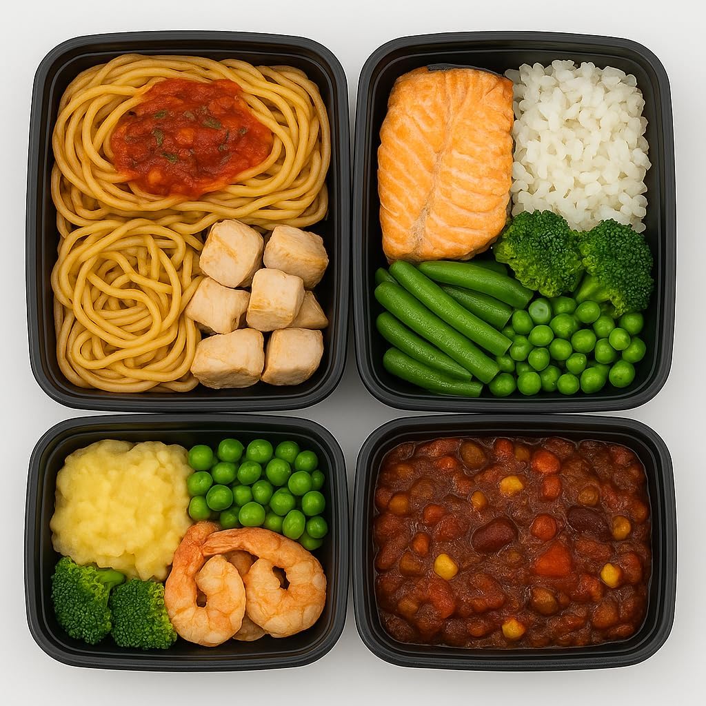 10-Piece Meal Prep Food Storage Containers with Lids – Reusable Plastic Lunch Boxes for Portion Control, Freezer and Microwave Safe, Stackable and Dishwasher Friendly