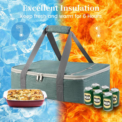 Bodaon Insulated Casserole Carrier Bag, Fits 9x13 and 11x15 Inch Baking Dish with Lid, Casserole Carriers for Hot or Cold Food for Transport, Thermal Lasagna Potluck Warmer Travel Tote, Black