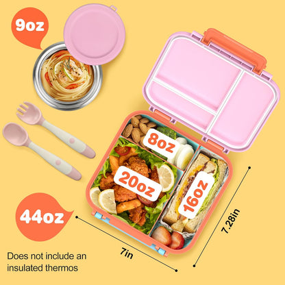 JOOPETALK Bento Lunch Box Set for Kids with 9oz Soup Thermo, Insulated Lunch Bag,Leak-proof BPA-free Lunch Food Container with 3-4 Conpartments for School Travel-Blue