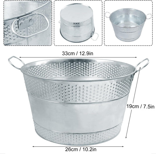 3 PCS 15.3 x 9 x 6 inches Black Metal Galvanized Tub with Handles, 3 Gallon Galvanized Beverage Tubs for Parties, Large Metal Drink Ice Buckets for Beer, Wine, Cocktails & Outdoor Events