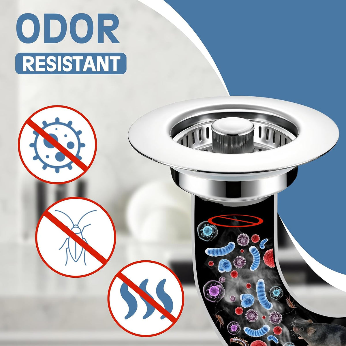 TGOSOMT Kitchen Sink Drain Strainer Stopper