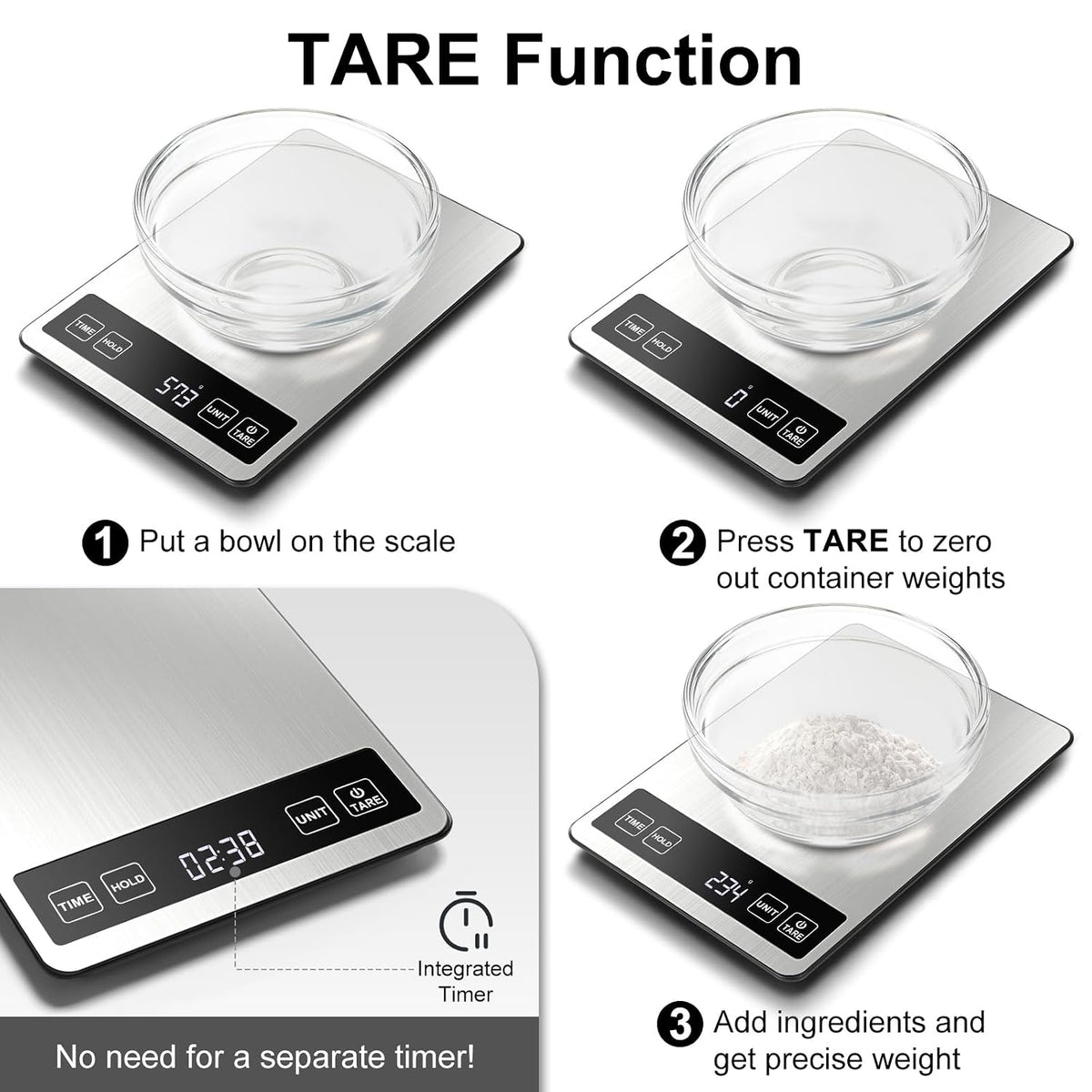 Fuzion Food Scale, 22lb/0.1oz Digital Kitchen Scale - 7 Units, Tare & PCS