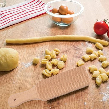 Gnocchi Board Paddle Curved Texturing Tool, Easy Dough Shaping for Home Kitchen Beechwood 9 x 5 Inch 1 Piece