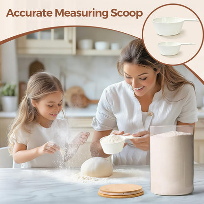ComSaf 2Pcs Large Glass Storage Containers with Lids 4Qt, 1 Gallon Wide Mouth Flour Sugar Storage Containers, Large Capacity and Sealed for Rice, Cereal, Oat, Easy Clean and Scoop, Pantry Organization