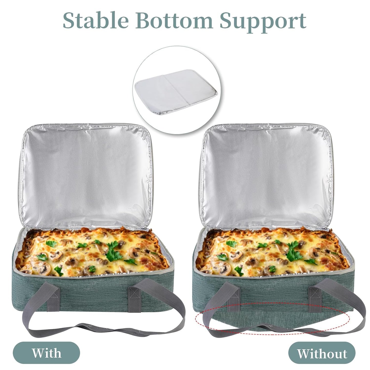 Bodaon Insulated Casserole Carrier Bag, Fits 9x13 and 11x15 Inch Baking Dish with Lid, Casserole Carriers for Hot or Cold Food for Transport, Thermal Lasagna Potluck Warmer Travel Tote, Black