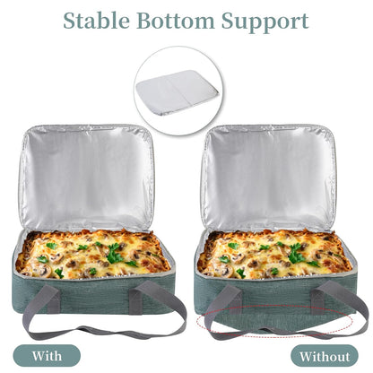Bodaon Insulated Casserole Carrier Bag, Fits 9x13 and 11x15 Inch Baking Dish with Lid, Casserole Carriers for Hot or Cold Food for Transport, Thermal Lasagna Potluck Warmer Travel Tote, Black