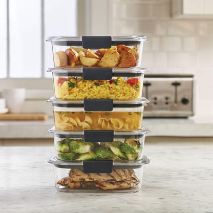 10-Piece Airtight Food Storage Containers Set, Leakproof with Lids, BPA-Free Clear Plastic Storage Containers for Kitchen Pantry Organization, Meal Prep, Leftovers – Microwave & Dishwasher Safe