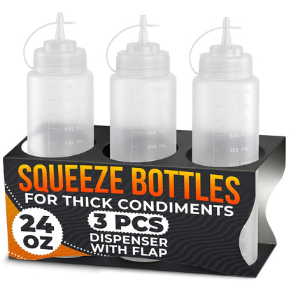HYQO Small Squeeze Bottles for Sauces, 4 Oz Plastic with Cuttable Tip