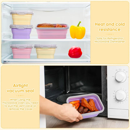 Mifoci 6 Pcs Silicone Containers for Food Collapsible Food Storage Containers with Airtight Lids Stacking Leftover Foods Storage Lunch Box for Freezer Microwave Dishwasher Safe(Morandi,18.6 oz)