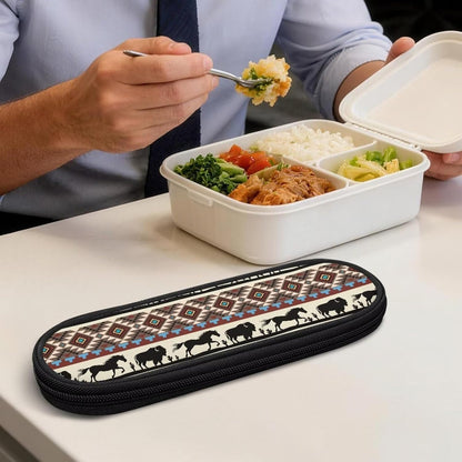 Travel Cutlery Set with Case for Kids Portable Utensil Case Reusable Silverware Pouch for School Travel Lunch Capybara Flower