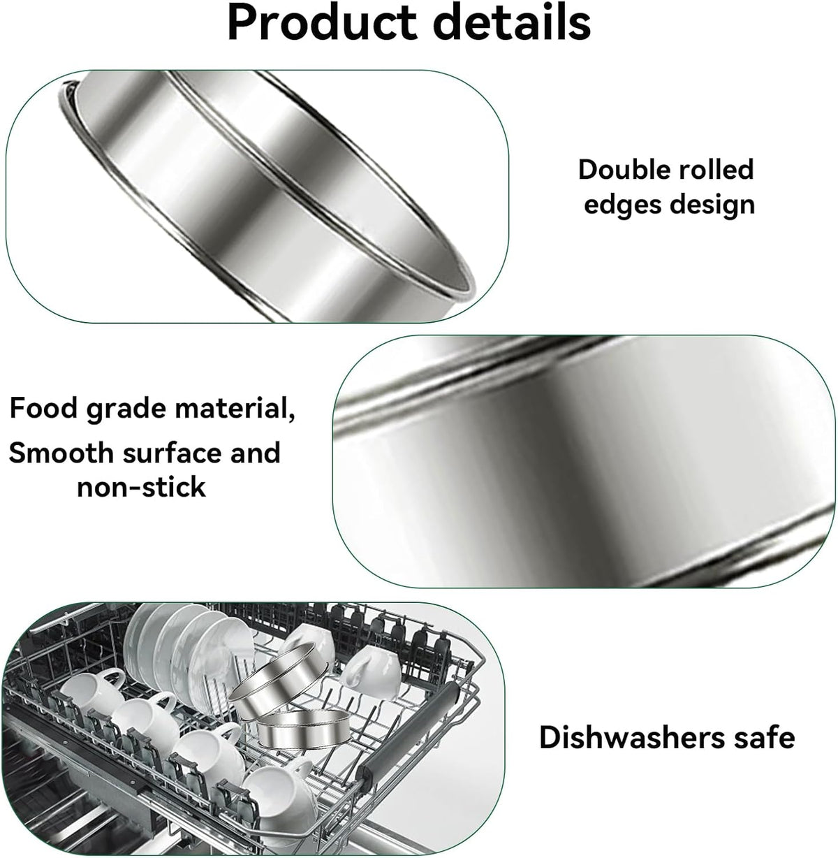 Uncle Jack 10 Pcs Stainless Steel English Muffin Rings, 3.14 Inch Crumpet Rings, Double Rolled, Nonstick, for Frying Eggs, Kitchen Baking, Silver