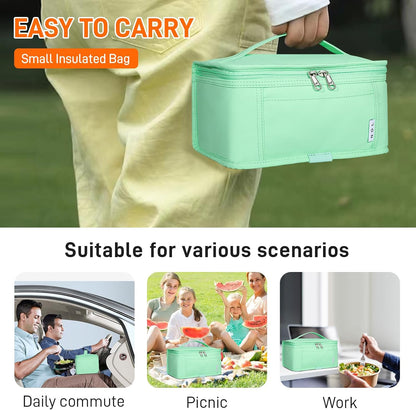 NOL Mini Insulated Lunch Bag for Women Men Kids | Small Leakproof Reusable Lunch Tote | Fits 6 Cans 330ml | Thermal Cooler for Work School Picnic Camping, Navy blue