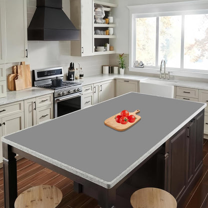 47.2"x23.6"(120cmx60cm) Large Silicone Mat for Kitchen Counter, Non-Slip Heat Resistant Countertop Protector, Waterproof Multipurpose Mat for Kitchen Island, Black