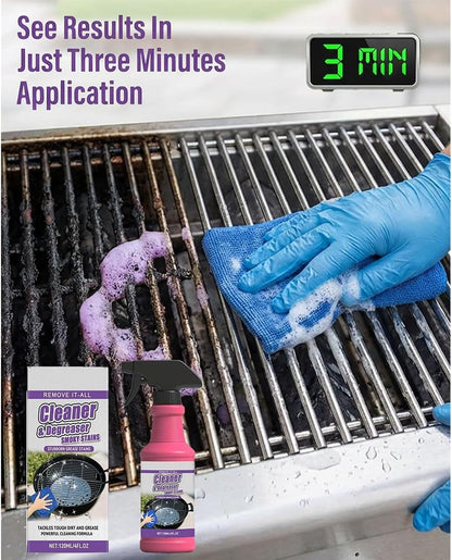Fast-Acting Heavy-Duty Grill Degreaser Spray, BBQ Grill Degreaser Cleaner, Grease Remover Lifts Baked-On Carbon, Burnt Food & Grease, Outdoor Grills, Kitchen Grates, Smokers (1pc)