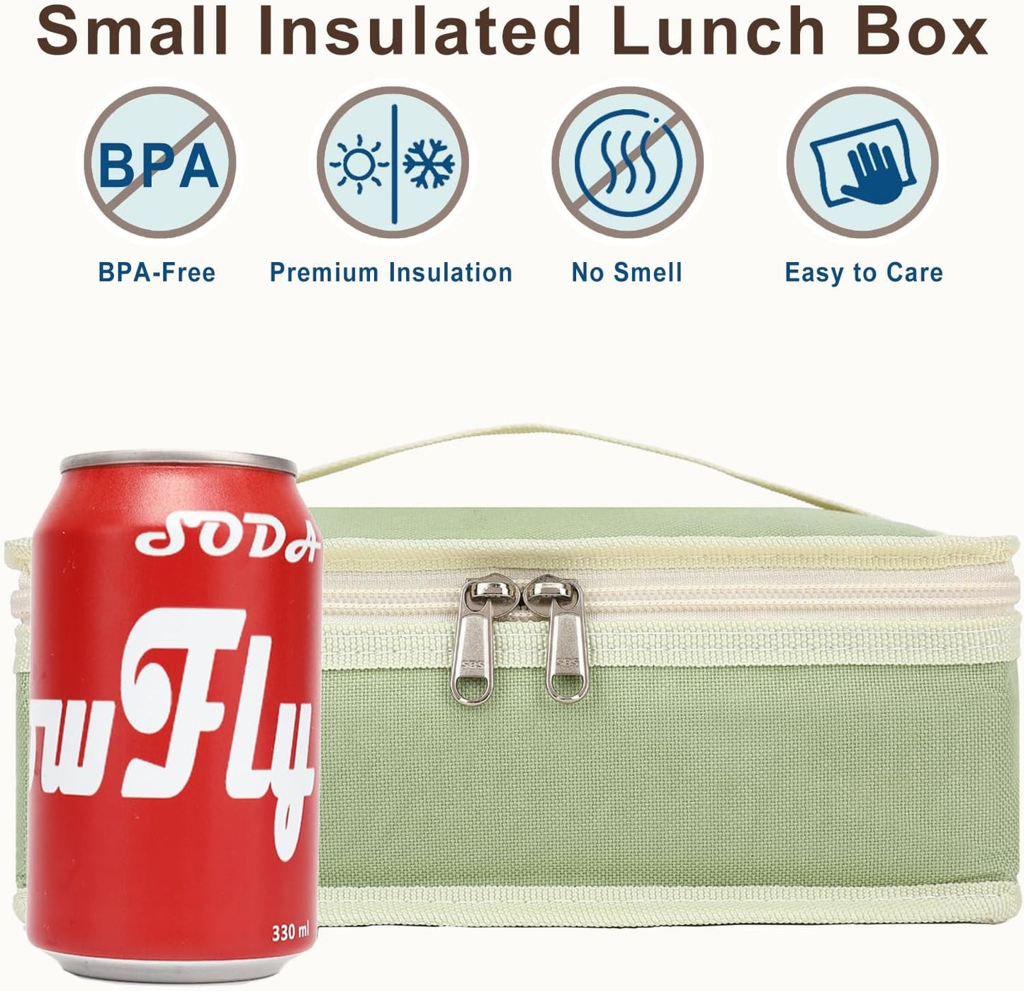 FlowFly Small Insulated Lunch box Portable Soft Bag Mini Cooler Thermal Meal Tote Kit with Handle for Work & School, Black