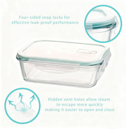 UFI Glass Food Storage Containers with Lids Airtight - 8 Pack - BPA-Free, Leak-Proof, Microwave & Freezer Safe Meal Prep Containers, Stackable Borosilicate Glass Containers for Kitchen Organization