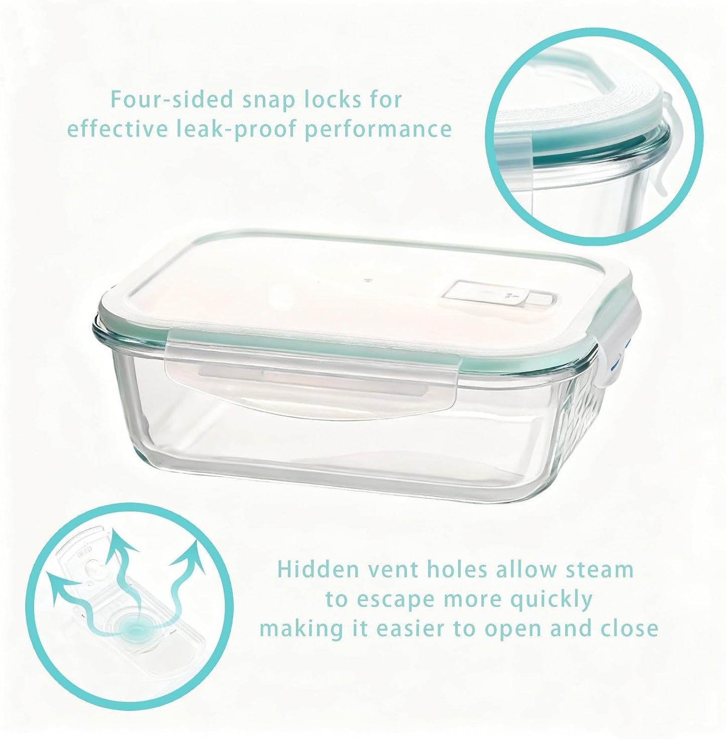 UFI Glass Food Storage Containers with Lids Airtight - 8 Pack - BPA-Free, Leak-Proof, Microwave & Freezer Safe Meal Prep Containers, Stackable Borosilicate Glass Containers for Kitchen Organization
