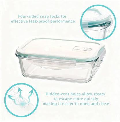 UFI Glass Food Storage Containers with Lids Airtight - 8 Pack - BPA-Free, Leak-Proof, Microwave & Freezer Safe Meal Prep Containers, Stackable Borosilicate Glass Containers for Kitchen Organization