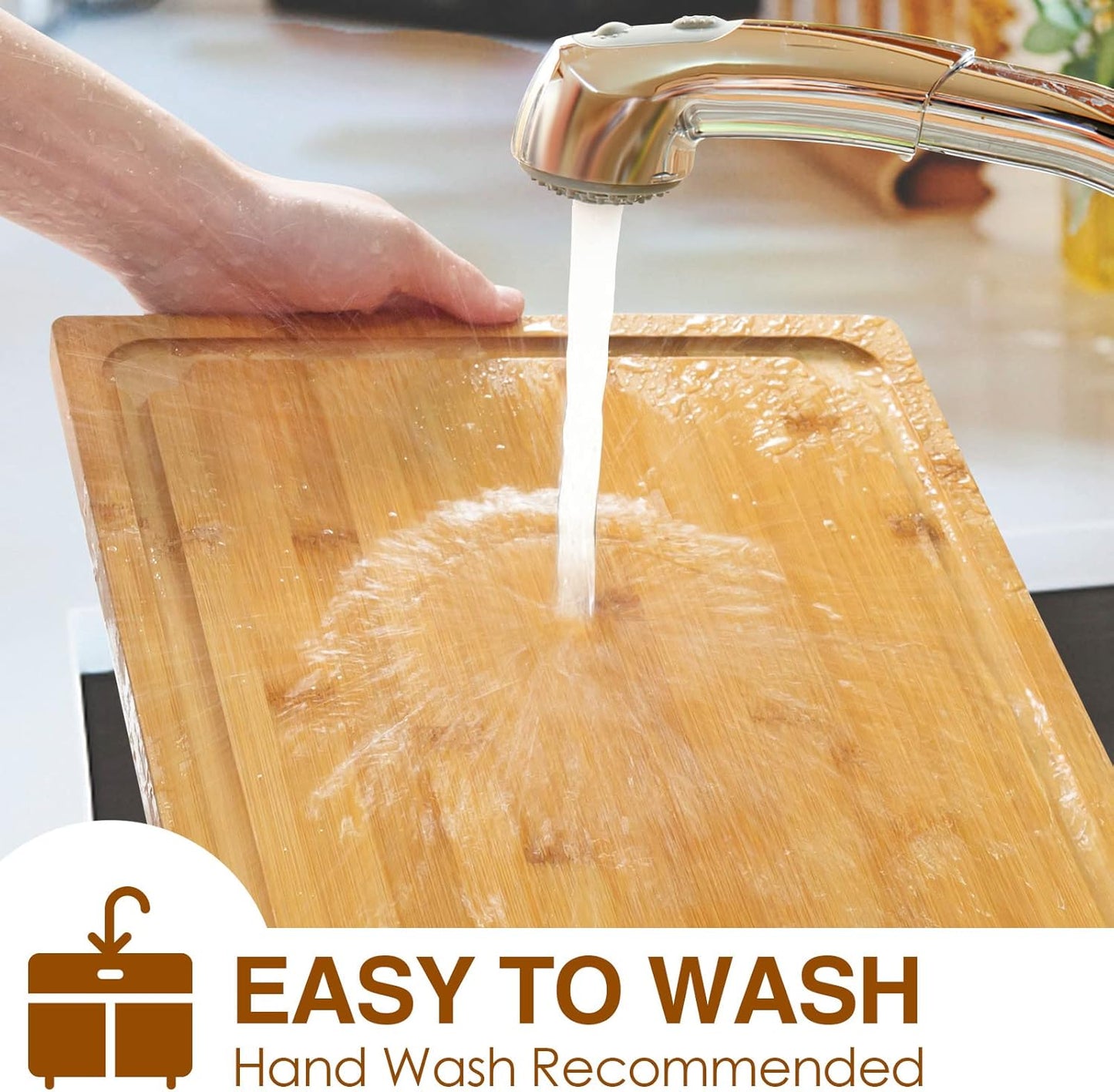 Extra Large Cutting Board, 17.6" Bamboo Cutting Boards for Kitchen with Juice Groove and Handles Kitchen Chopping Board for Meat Cheese board Heavy Duty Serving Tray, XL, Empune
