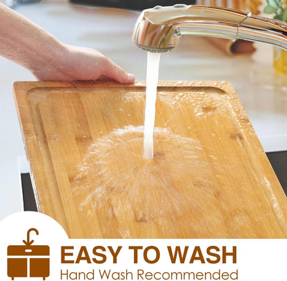 Extra Large Cutting Board, 17.6" Bamboo Cutting Boards for Kitchen with Juice Groove and Handles Kitchen Chopping Board for Meat Cheese board Heavy Duty Serving Tray, XL, Empune