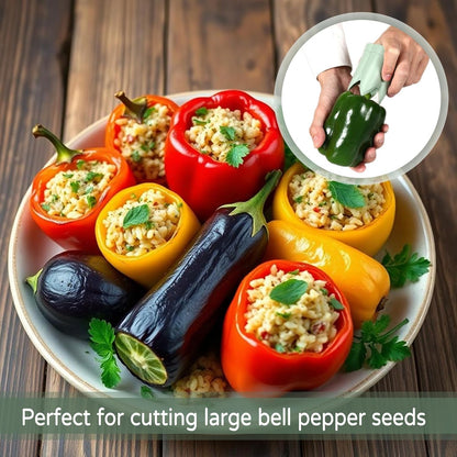 2 Pcs Pepper Corer,Pepper Seed Corer Remover,Bell Pepper Core Cutter Deseeder, 2 In 1 Fruit & Vegetable Core Tools For Kitchen Family Camping Bbq