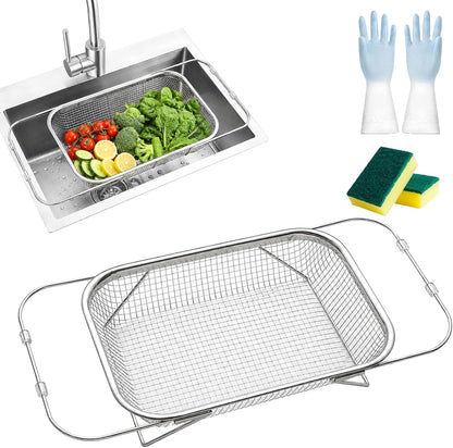 Stainless Steel Telescopic Drainer Basket, Expandable Sink Colander，S