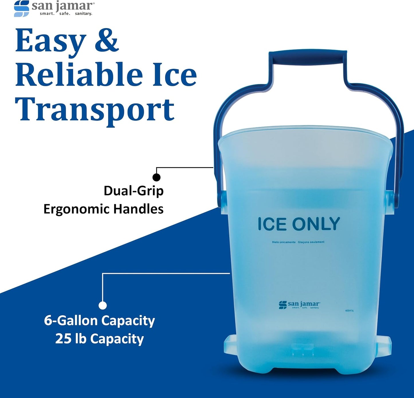 San Jamar Ice Tote, Blue, 16" H, 13-1/4"D, Plastic SILD6000-1 Each