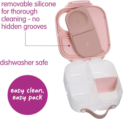 b.box Mini Lunch Box 2-Pack, Leak Proof Bento Box for Kids, 3 Compartment Snack Containers Ages 3+, Lunchbox for Daycare + School, Dishwasher Safe, BPA-Free, PFAS-Free, 4.25 Cup - Blue + Green