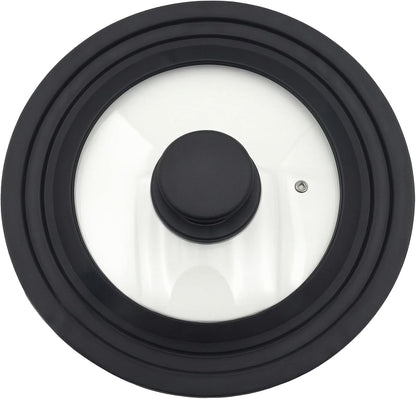 Universal Lid 6-12.5 Inch, Tempered Glass Lid with Heat Resistant Silicone Rim for Pots Pans Skillets, Dishwasher Safe Cookware Replacement Lid (11-12-12.5 inch)