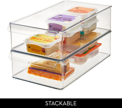 iDesign Large Stackable Fridge or Freezer Bin with Front Handle - Set of 6 - Clear - Made in USA