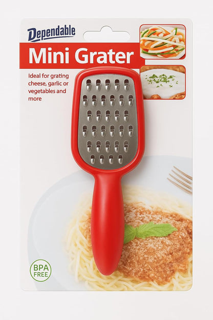 Mini Stainless Steel Grater with BPA-Free Handle – 5-Inch Cheese, Garlic, Nutmeg, Chocolate, Citrus Zester – Compact Handheld Grater for Kitchen, Baking, Cooking by Dependable Industries