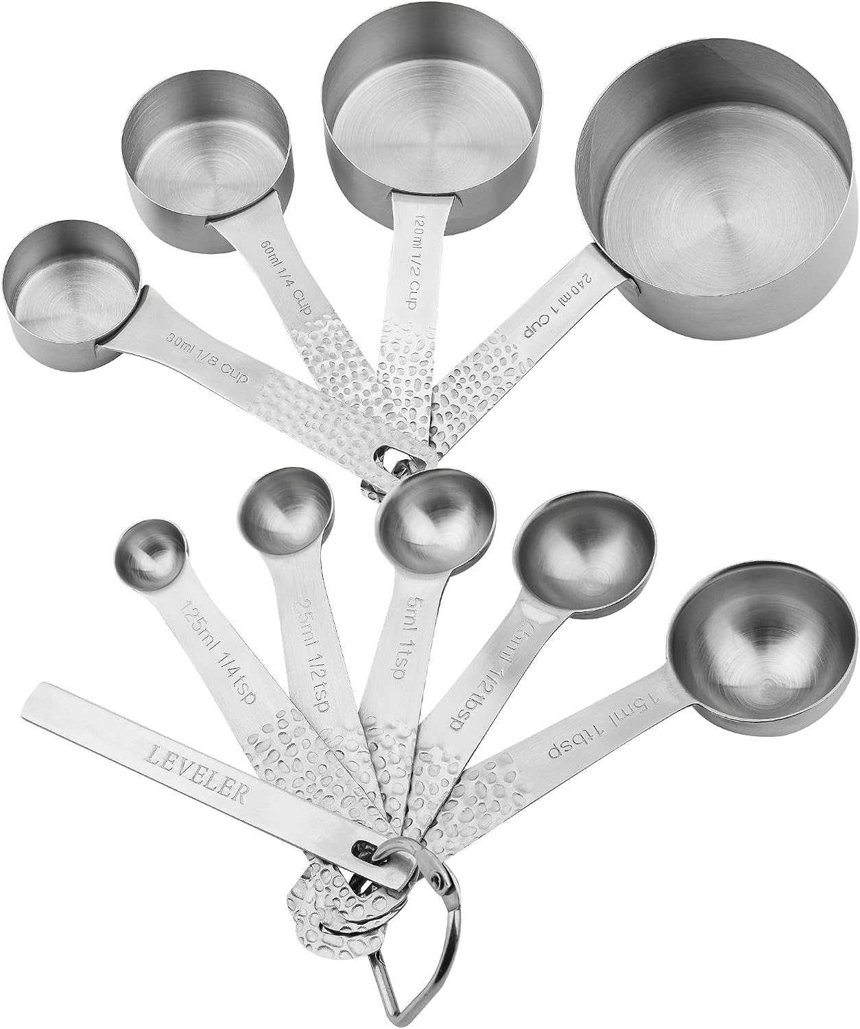 Copper Measuring Cups and Spoons Set 14, Stainless Steel Measuring Cups and Spoons set, Metal 6 Measure Cup and 7 Measure Spoon with 1 Leveler for Kitchen & Baking