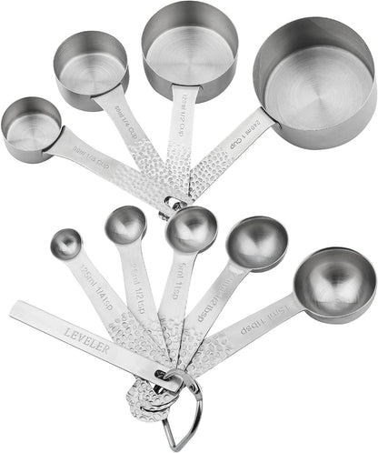 Copper Measuring Cups and Spoons Set 14, Stainless Steel Measuring Cups and Spoons set, Metal 6 Measure Cup and 7 Measure Spoon with 1 Leveler for Kitchen & Baking