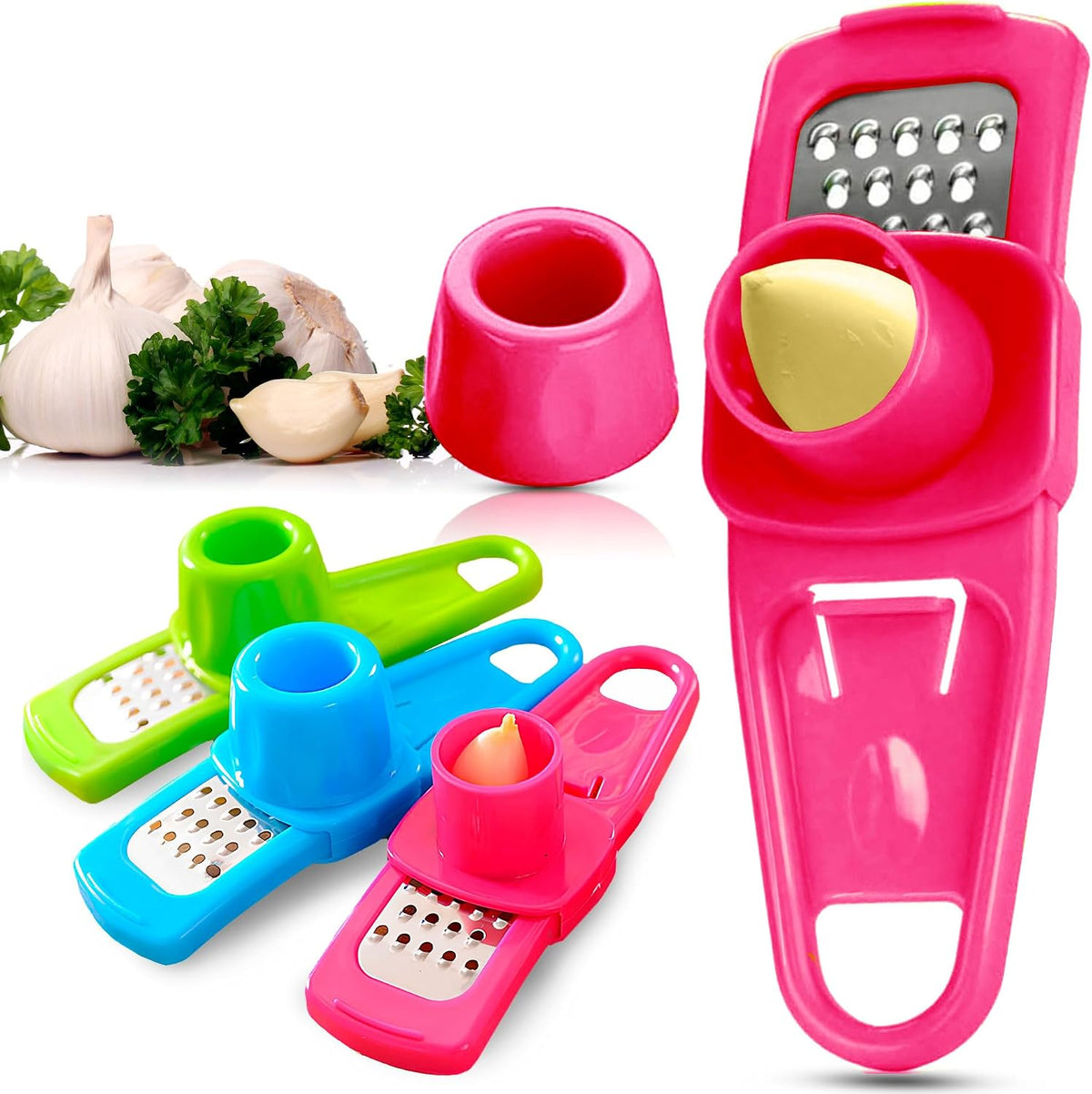 Garlic Grinder - Small Hand Garlic Press - Green