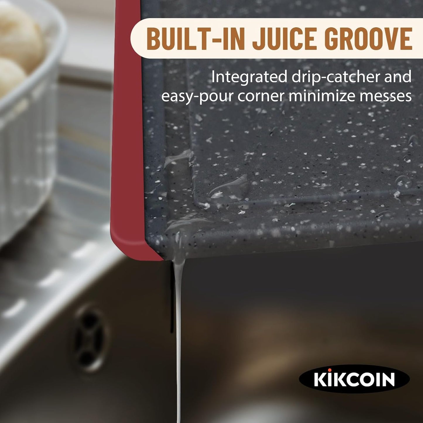 Kikcoin Plastic Cutting Boards for Kitchen, 3-Piece Large Cutting Board Set Dishwasher Safe Chopping Boards with Non-slip Feet and Juice Grooves, Gray