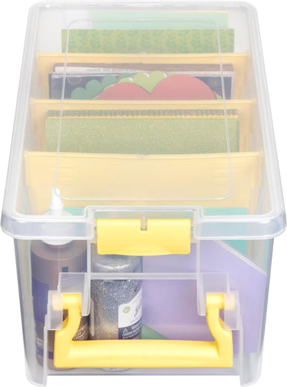 ArtBin Semi Satchel Portable Craft Organizer with 3 Dividers - Clear Plastic Storage Case for Art & Craft Supplies