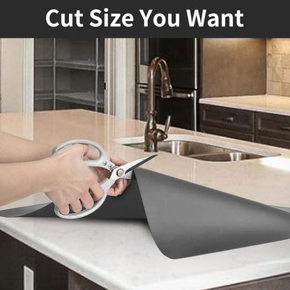 Super Large Silicone Mat, 120"x24" Silicone Mats for Kitchen Counter, Non-slip Heat Resistant Mat,Thicken Kitchen Counter Mat, Waterproof Countertop Protector for Craft (Black)