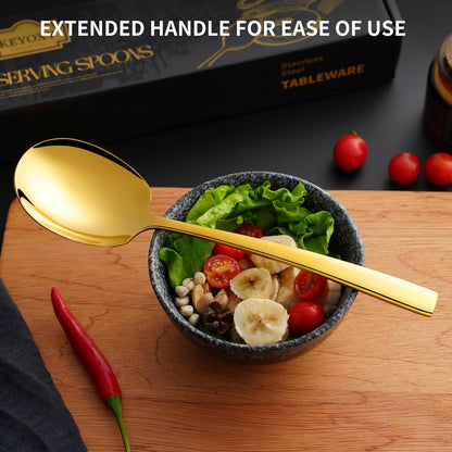 4 Piece Serving Spoons Set,9.2-Inch Includes 2 Large, 2 Slotted
