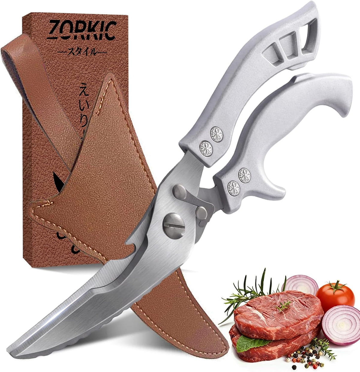 Kitchen Scissors Poultry Shears Heavy Duty Black, Dishwasher Safe Japan Kitchen Shear for Food Chicken Scissor, Fish, Meat Cutting Scissors Cooking Shears Gifts for Men Women