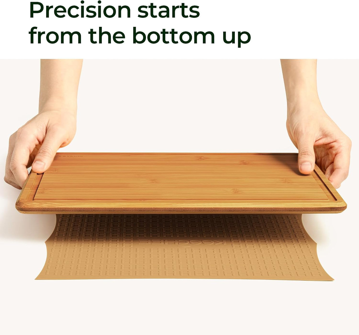 Keechee Cutting Board with Non-slip Mat, Bamboo Cutting Board for Kitchen Meal Prep & Serving - Wood Serving Board Set with Deep Juice Groove Ideal Kitchen Gifts