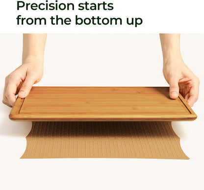 Keechee Cutting Board with Non-slip Mat, Bamboo Cutting Board for Kitchen Meal Prep & Serving - Wood Serving Board Set with Deep Juice Groove Ideal Kitchen Gifts