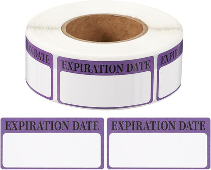 PATIKIL 500 Pcs Expired Date Label Stickers Roll, 2 x 1 Inch Removable Inventory Labels Adhesive Food Sticker Roll for Marking Organizing Inventory and Food Container, White and Black