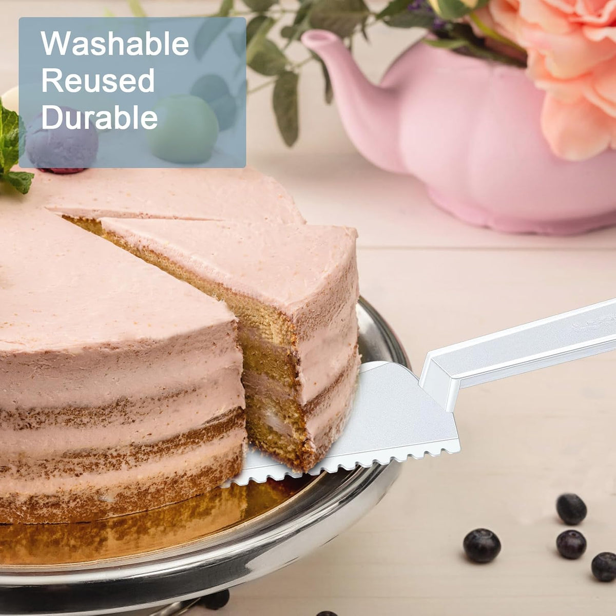 TINSKY 50Pcs Disposable Plastic Cake Cutter, Clear Cake Knife & Pie Server