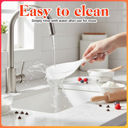 2 Pcs White Plastic Rice Paddle Spoon, 7.5 Inch Non-Stick Rices Paddle