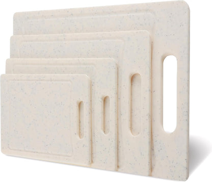COOK WITH COLOR Non-Slip Cutting Board Set – Kitchen Essentials with Easy Grip Handle for Meat, Veggies, and Fruits, 3 Cutting Boards, Speckled White