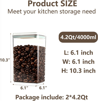 Pop Food Storage Containers Set Large Airtight Food Storage Containers with Pop Lids, Kitchen Pantry Organization and Storage, Cereal, Rice, Flour, Pasta & Snack Container, BPA Free, 2 x 2.8Qt