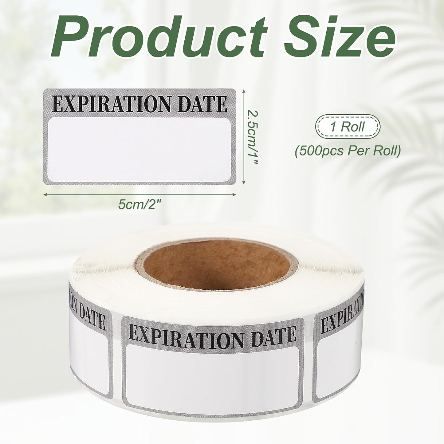 PATIKIL 500 Pcs Expired Date Label Stickers Roll, 2 x 1 Inch Removable Inventory Labels Adhesive Food Sticker Roll for Marking Organizing Inventory and Food Container, White and Black
