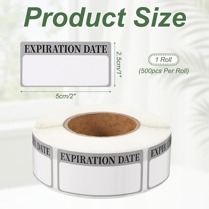 PATIKIL 500 Pcs Expired Date Label Stickers Roll, 2 x 1 Inch Removable Inventory Labels Adhesive Food Sticker Roll for Marking Organizing Inventory and Food Container, White and Black